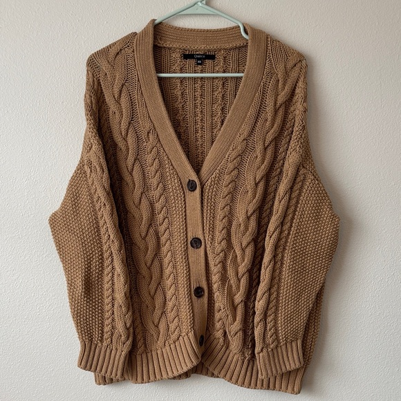 Quince 100% Organic Cotton Oversized Cable Cardigan in Camel women’s size XS - Picture 4 of 9
